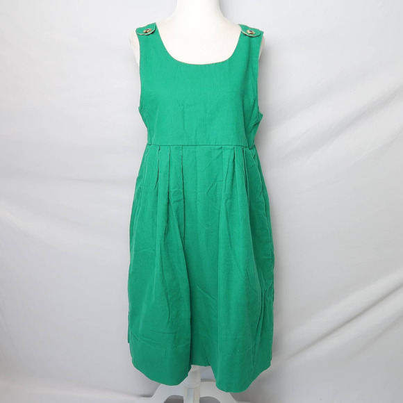 Vintage Dresses & Skirts - Vintage 70s kelly green corduroy mini overall jumper pinafore dress S